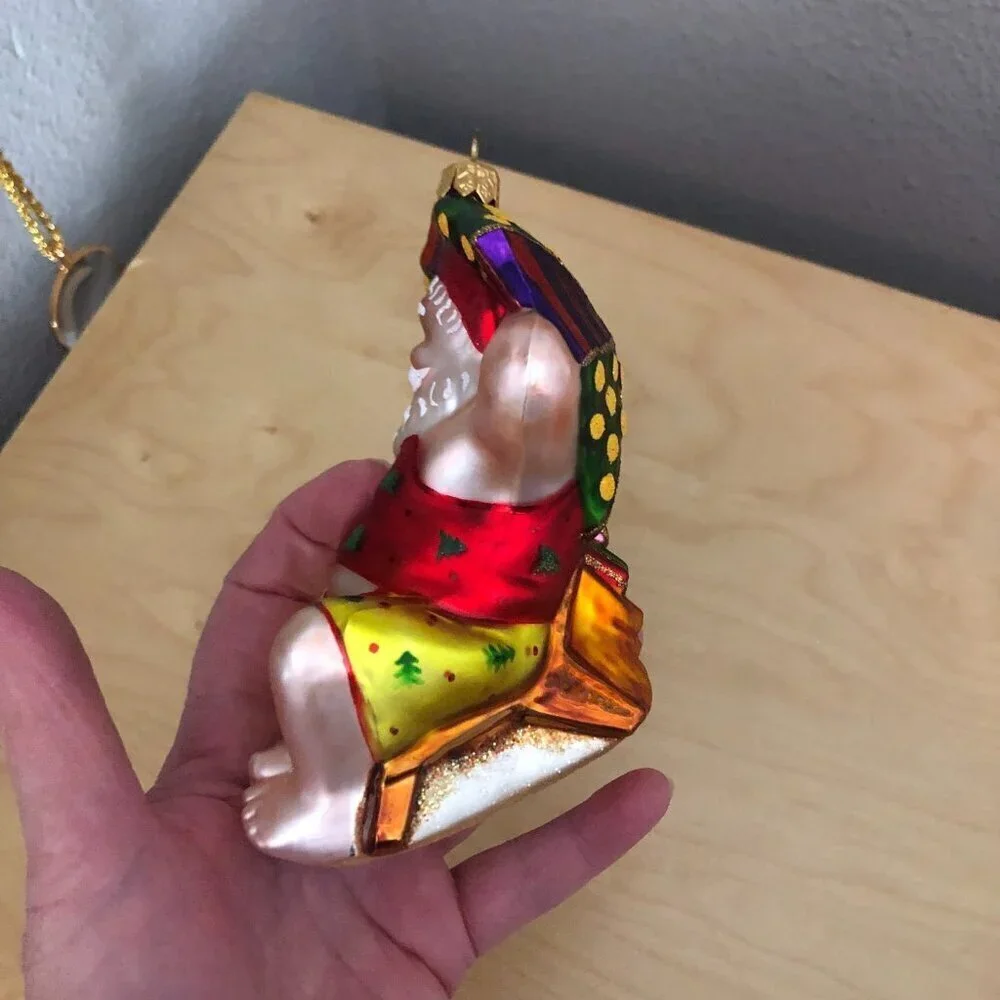 VTG Santa Clause Blown Glass Bathing Beauty Christmas Ornament Beachy Poland 6